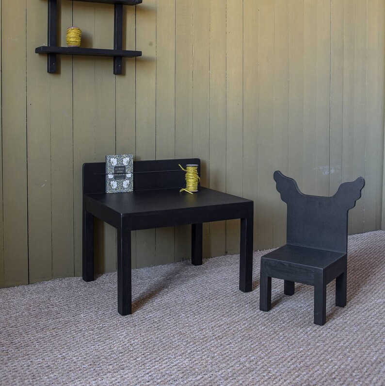 Black Wooden Desk Table Child Log Cabin Etsy