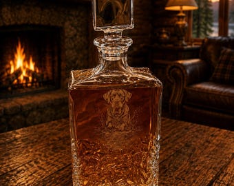Bourbon decanter Rustic hunting Labrador Crystal