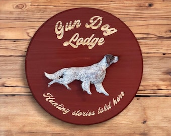 Gun Dog Lodge Sign, 3D English Setter, Vintage Style Hunting Decor