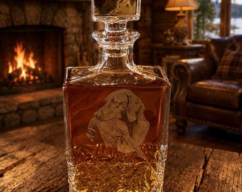 Bourbon decanter Rustic hunting Labrador Pheasant Crystal