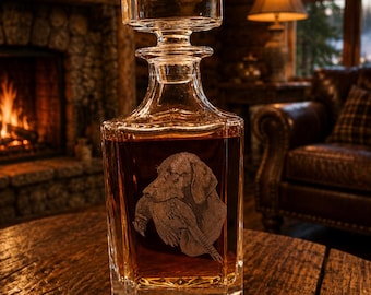 Bourbon decanter Rustic hunting Labrador Pheasant Crystal