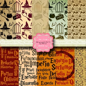 Magic Wizard school Digital Scrapbooking Paper | Instant Download digital Scrapbook Paper Set | clipart magical school