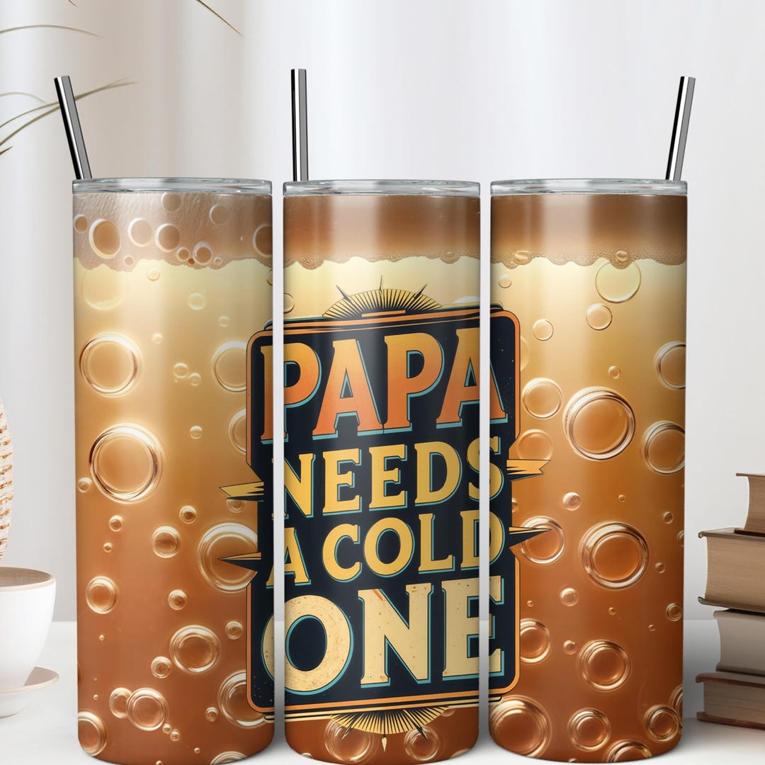 Father's Day Sublimation Tumbler Wrap PNG – Beer Dad Skinny 20 Oz ...