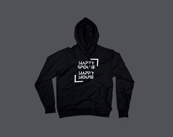 Happy House Hoodie (Black w/ white graphic)