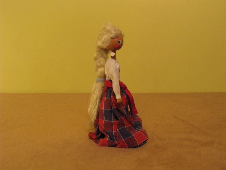 Latvian vintage Wooden Doll girl in national costume image 1