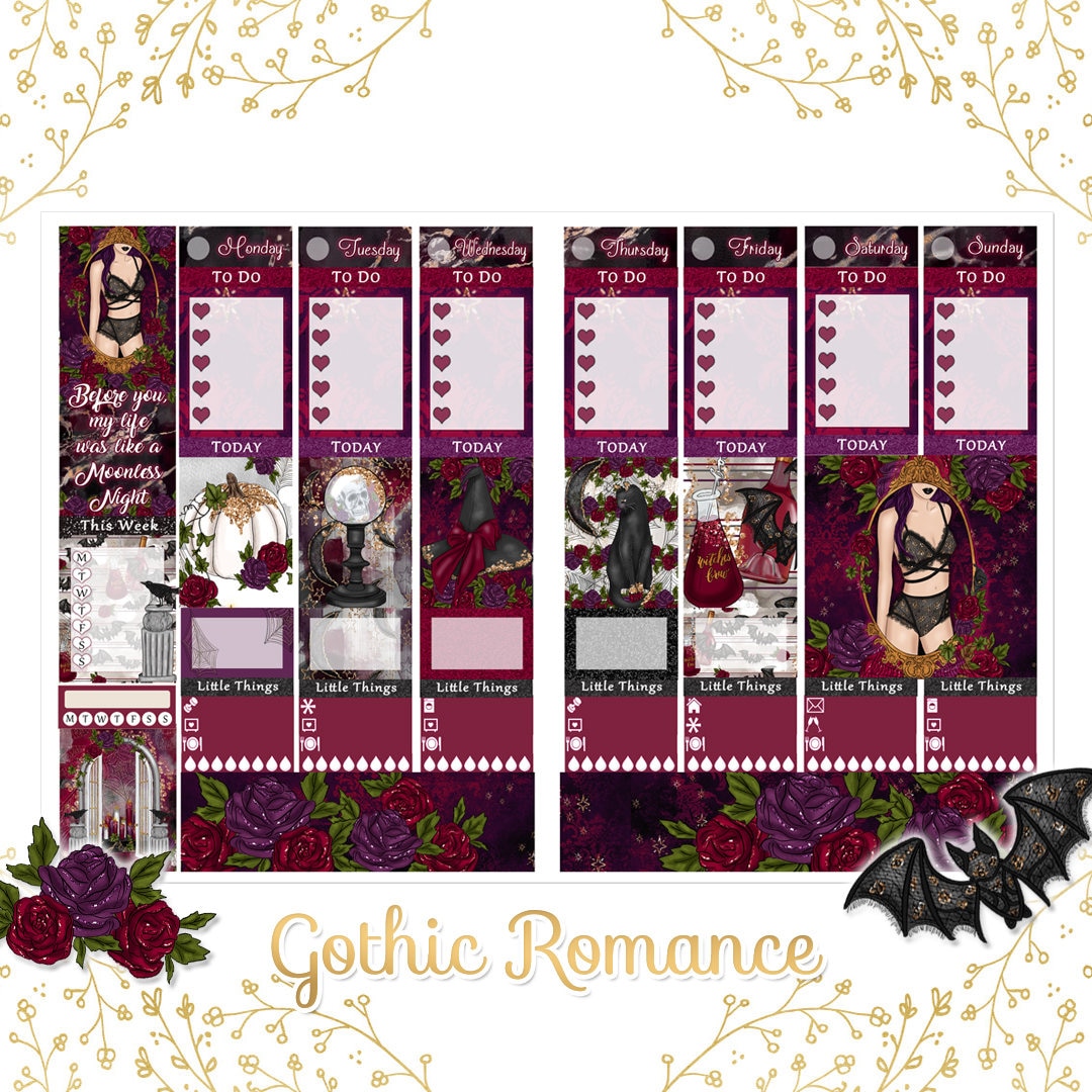 Gothic Romance Printable Planner Stickers Instant Download | Etsy