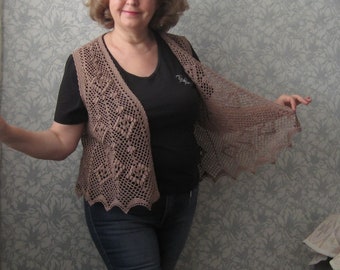 Crochet vest women  Cotton  Hand knit cardigan