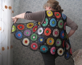granny square crocheted vest