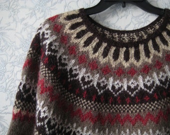 Icelandic sweater, wool sweater, organic, traditional pattern, lopapeysa ready for shipment or made to order in your size and color