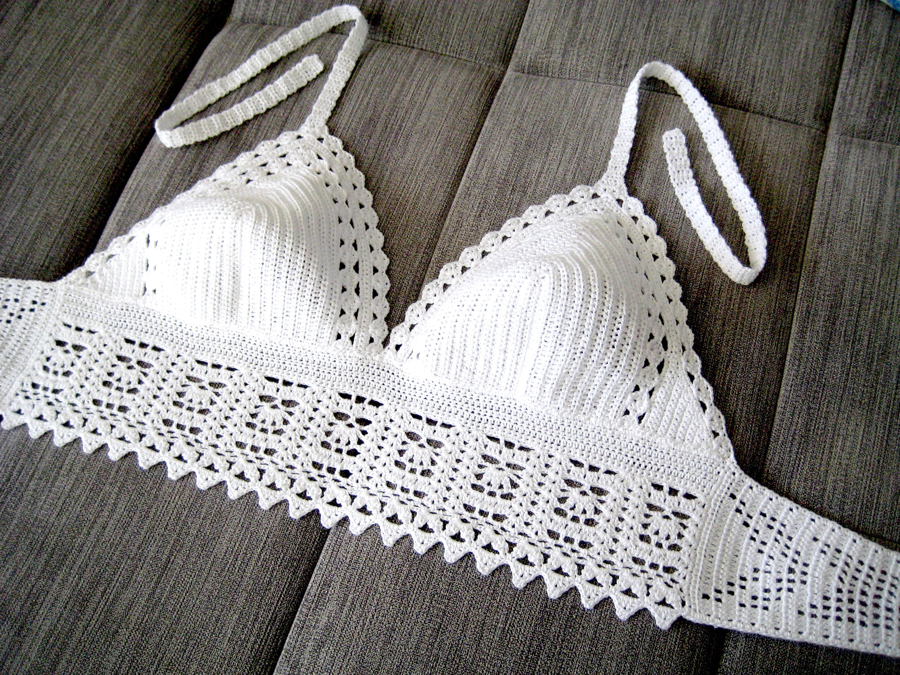 Crochet Bikini Top Crochet Halter Top Crochet Bralette Crochet Bra Top Boho  Bikini Top Crochet Swimsuit White Triangle Top -  Canada