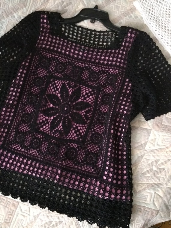 black crochet lace top