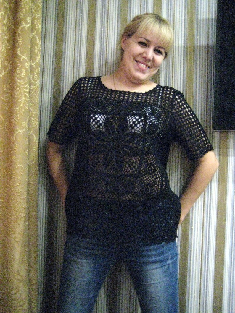 Black Crochet Lace Top and Short main image 1