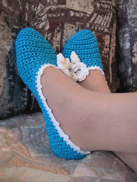 Crochet ballet zapatillas color azul turquesa algod n dos