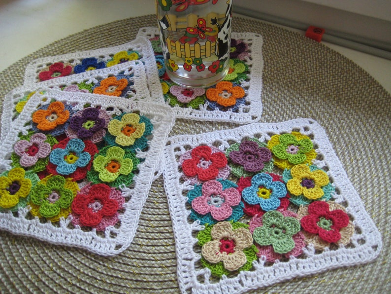 Crochet coasters lace doilies table placemats flower doilies set of 6 pcs country house decor