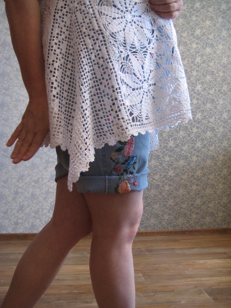 Crochet Knitted Tunic Dress - White main image 1