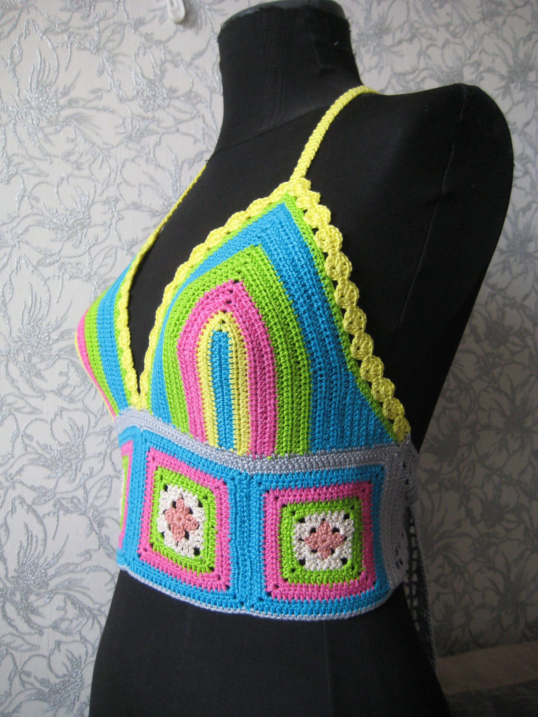 Crochet Back Wrap Top With Panty Bikini Set