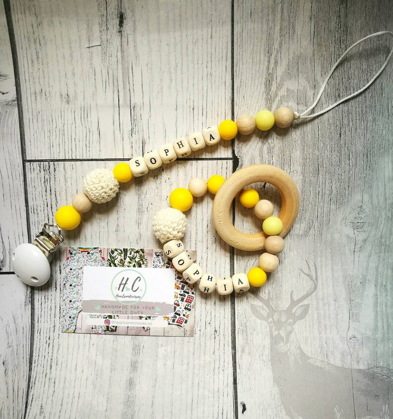 personalised dummy clip and teether