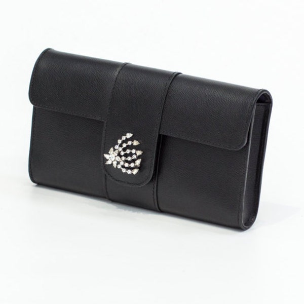 Hand stitched leather "Badminton Clutch'- (ONE-OFF)