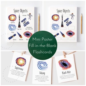 Space Objects Pack Digital Download / Solar System Printable, Space Flashcards, Space Worksheet, 3 Part Cards, Objects in Space Printable