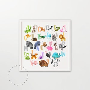 Animal Alphabet Digital Art Print / ABC Printable, Baby Nursery Printable, Animal Alphabet Printable, ABC Poster, Kids Playroom Art Print