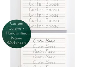 Custom Name Writing Practice Worksheets Digital Download / Cursive Name, Handwriting Name, Name Tracing Worksheet, Name Practice, Homeschool
