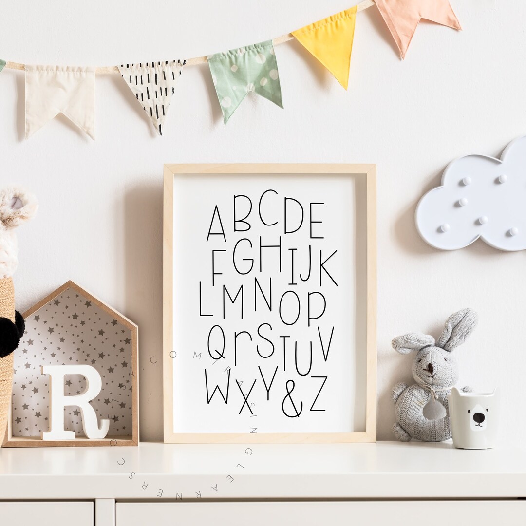ABC Digital Art Print / Alphabet Poster, Modern Nursery, Nursery ABC ...