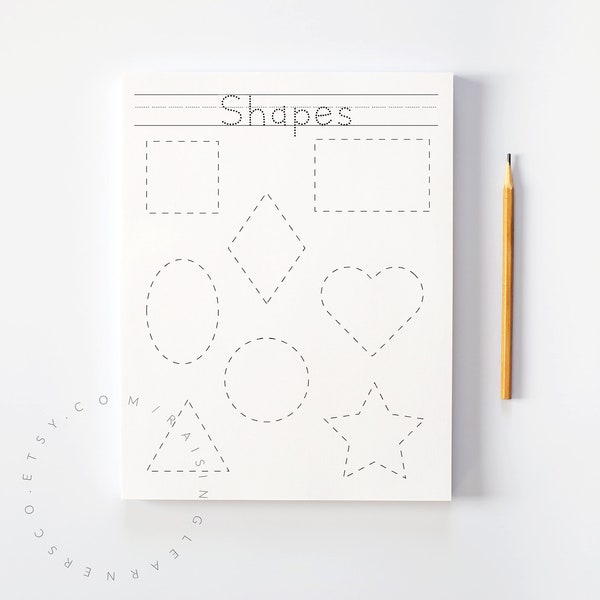 Shape Tracing Worksheet Digital Download / Shape Practice, Learning Shapes, Toddler Worksheet, Preschool Worksheet, Toddler Learning