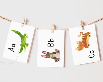 Animal ABC Flashcards Printable / Alphabet Cards, Letter of the Week, Learning ABCs, ABC Cards, ABC Animal Flashcards, Circle Time Flashcard