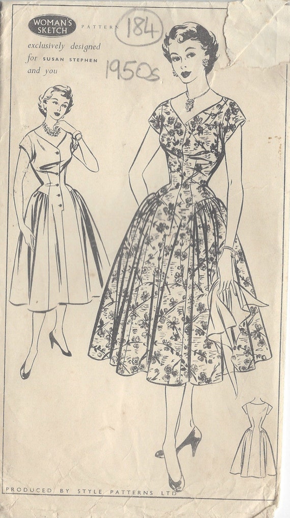 R222 1950 S vintage sewing pattern dress B38/"
