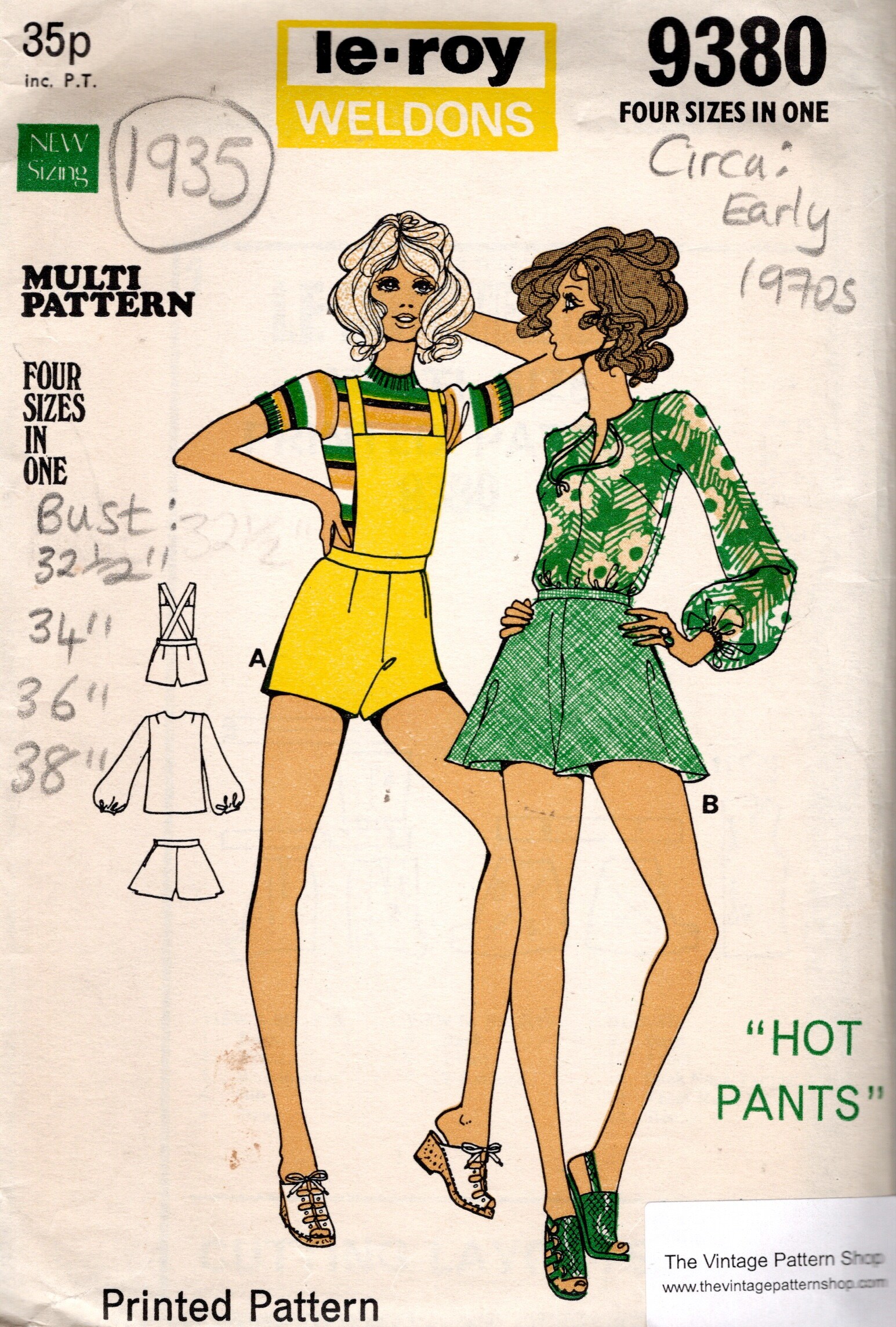 1970s Vintage Sewing Pattern Bust 32-34 