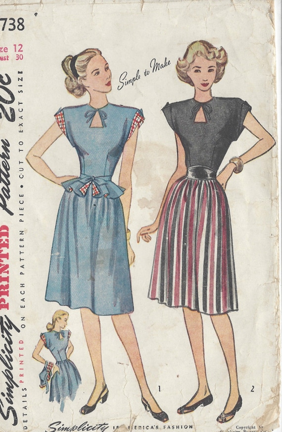 1940s Vintage Sewing Pattern B38/" DRESS /& JACKET 170