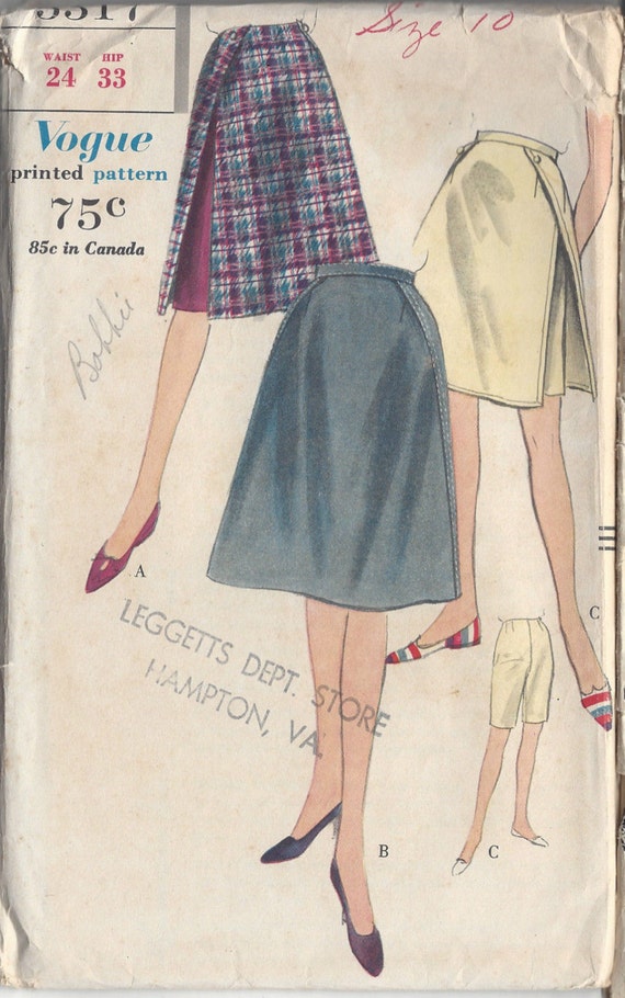 1961 Vintage Vogue Sewing Pattern Waist:24 SKIRT & PANTS - Etsy