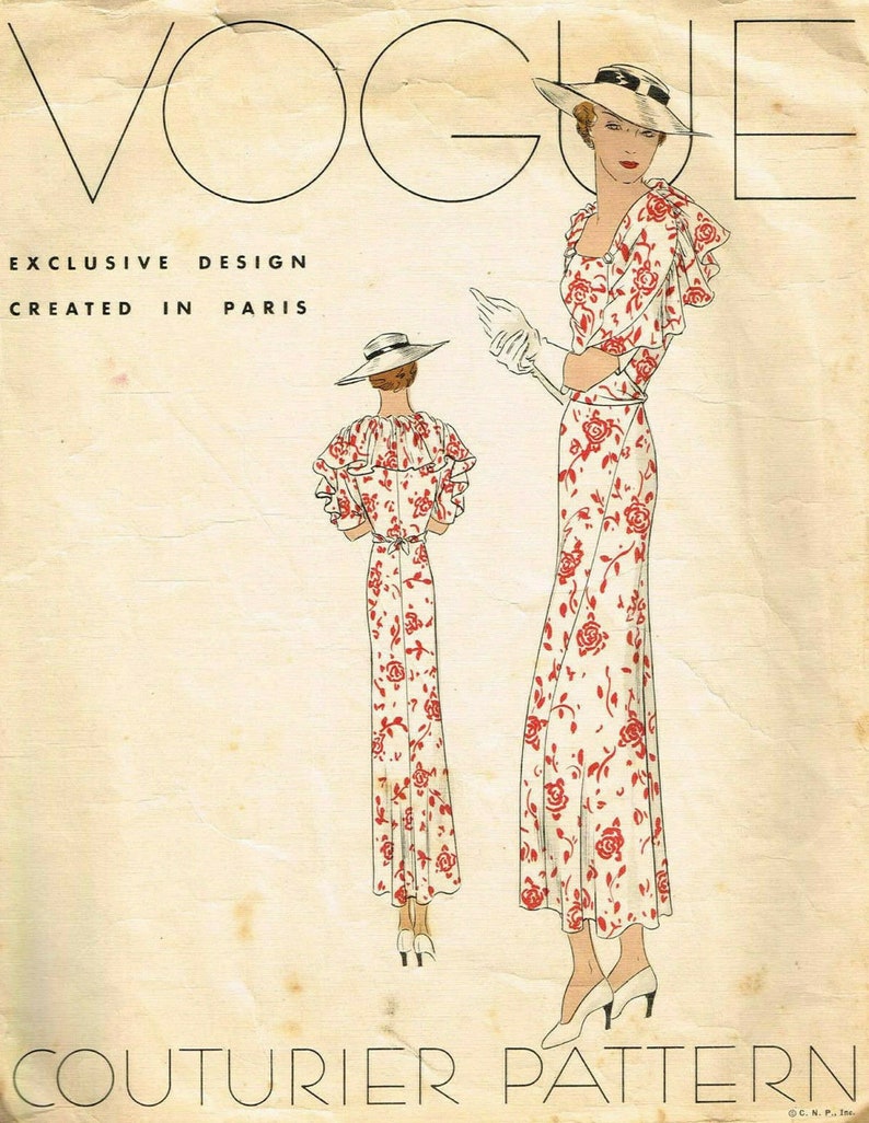 1930s Vintage VOGUE Sewing Pattern B34 DRESS 1953 VOGUE 298 Etsy