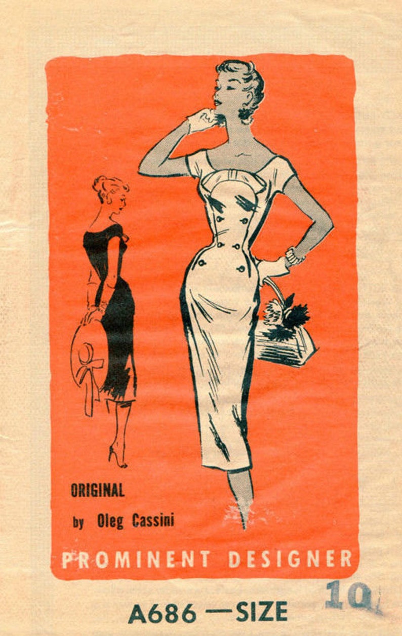 1950s Vintage Sewing Pattern B28 DRESS R804 Oleg Cassini Etsy UK