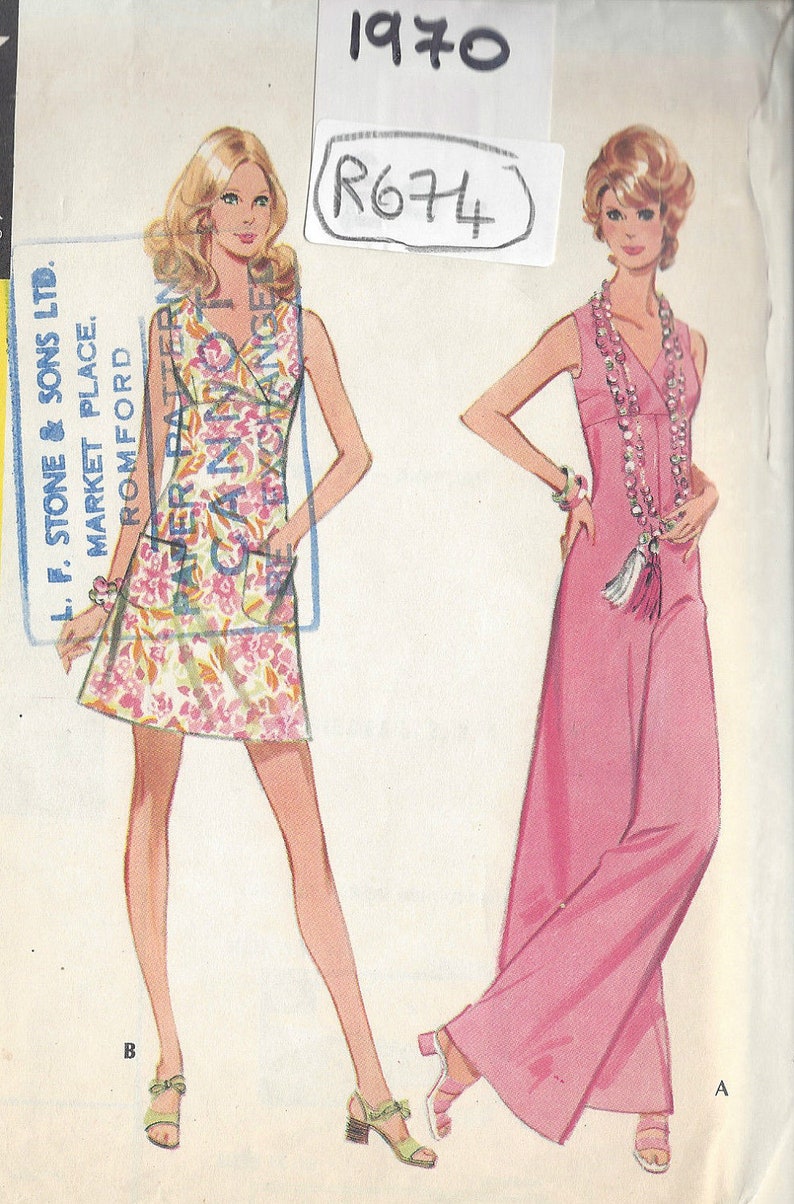 1970 Vintage Sewing Pattern B34 JUMPSUIT & DRESS R676 by | Etsy