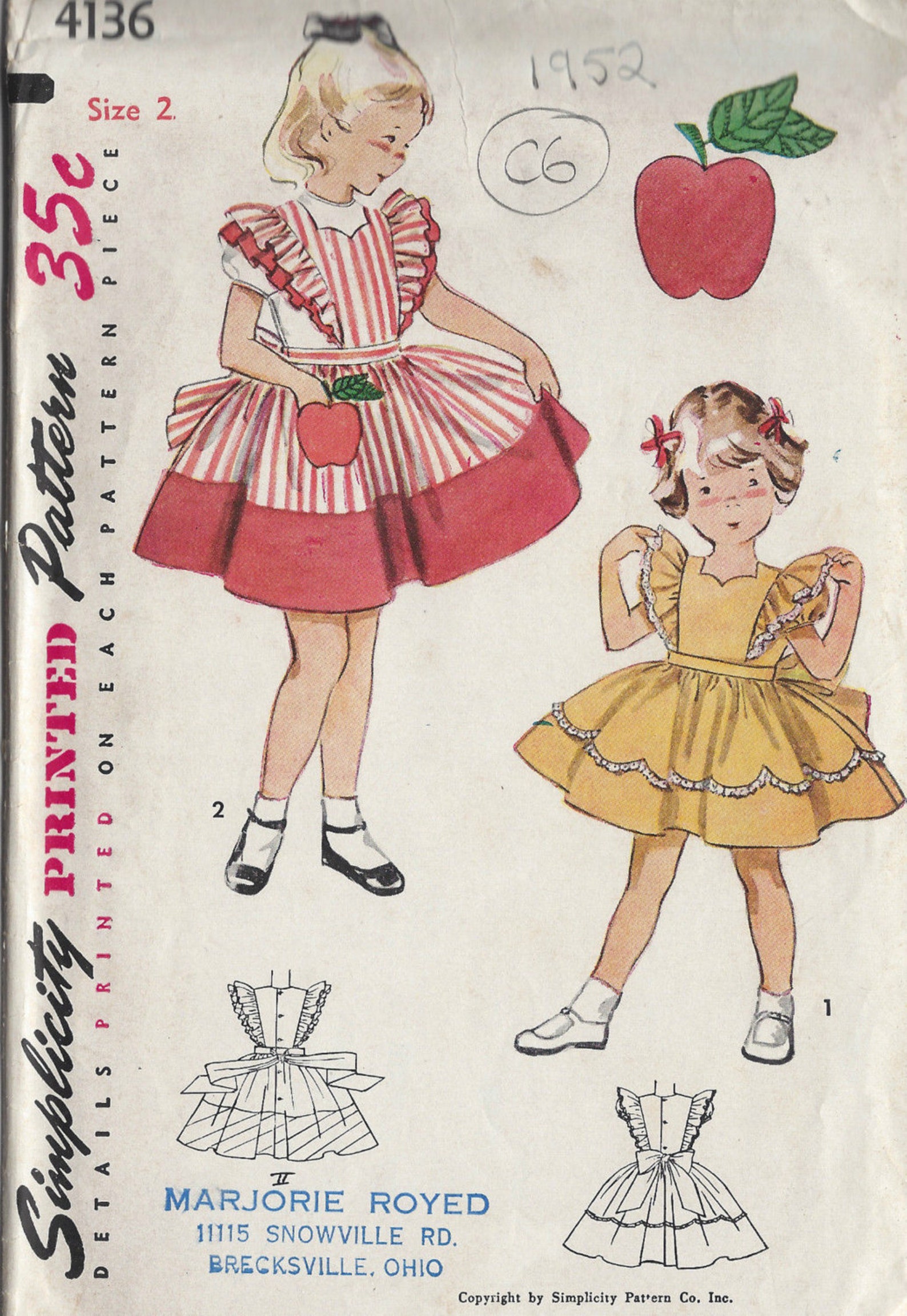 1952 Childrens Vintage Sewing Pattern S2 C21 DRESS & Etsy