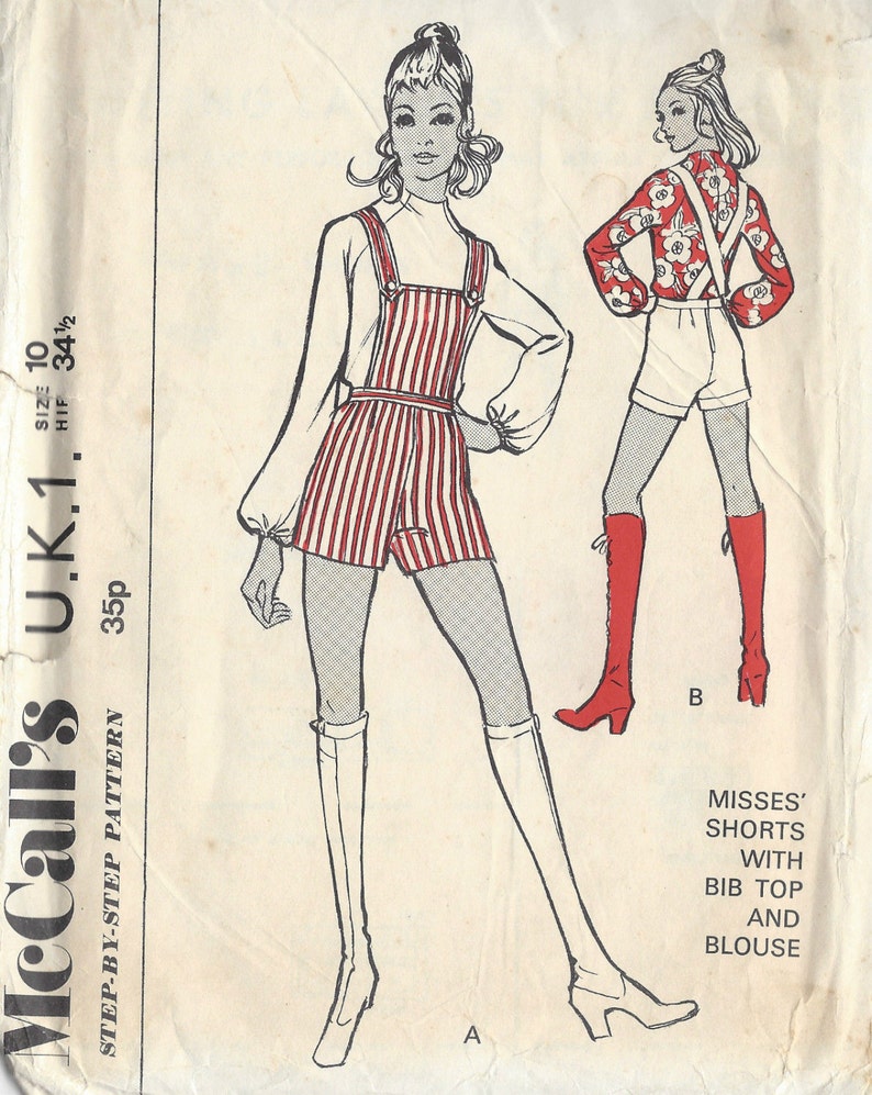 1960s Vintage Sewing Pattern B32.5W24 HOTPANTS Etsy