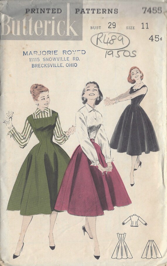1950s Vintage Sewing Pattern B29 Jumper 