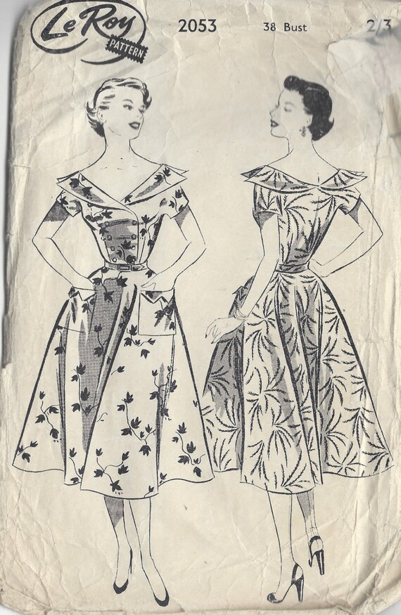 R222 1950 S vintage sewing pattern dress B38/"