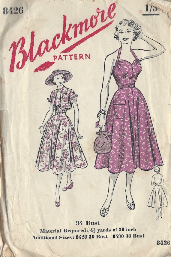 R222 1950 S vintage sewing pattern dress B38/"