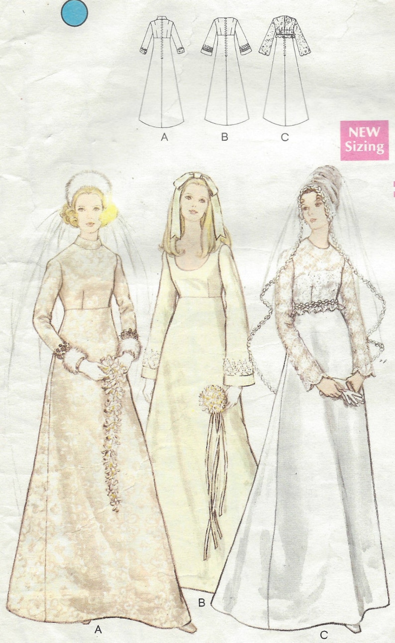 1970 Vintage Vogue Sewing Pattern WEDDING BRIDAL DRESS B36 Etsy