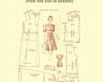 BOOKLET - "A Guide to Grading Resizing Vintage Sewing Patterns" Compiled by The Vintage Pattern Store known as tvpstore on etsy