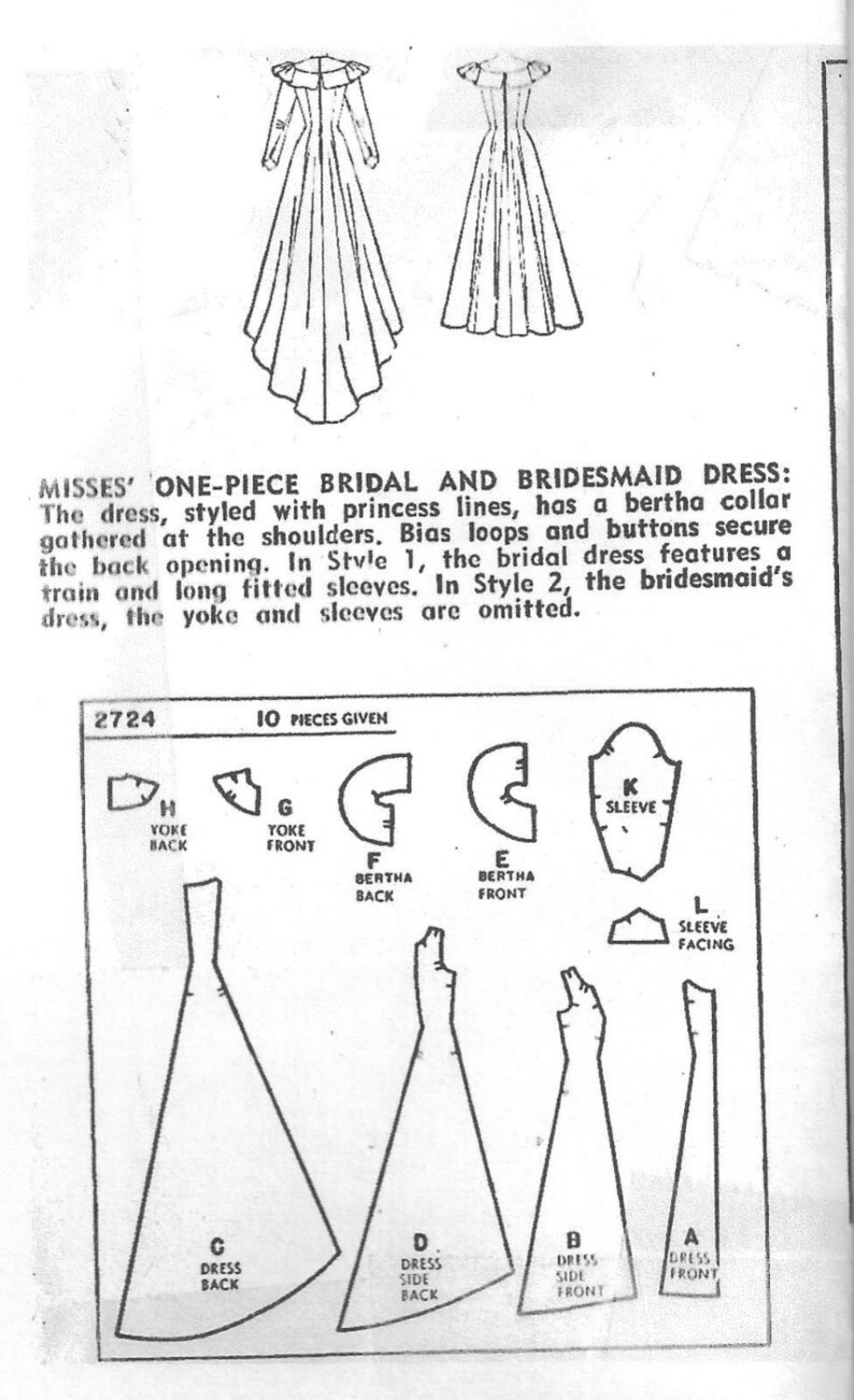 1949 Vintage Sewing Pattern B32 WEDDING & BRIDESMAID | Etsy