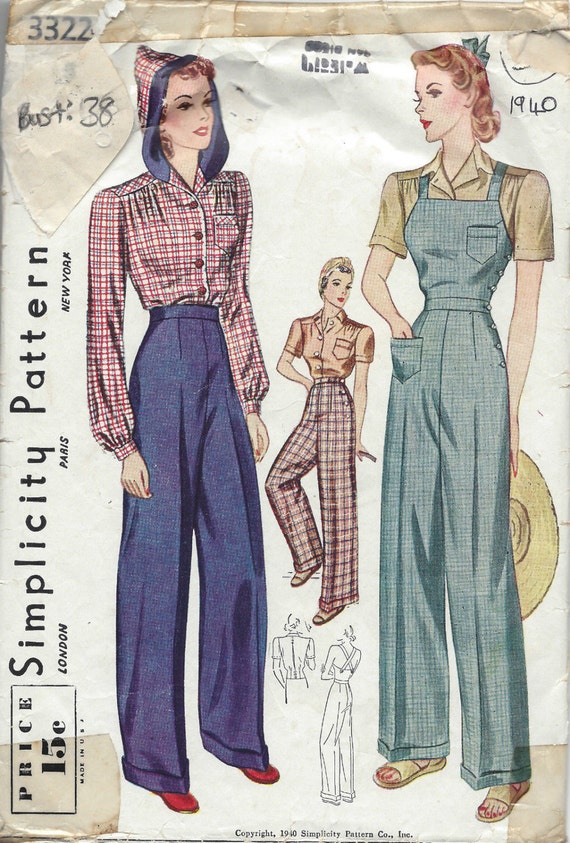 1940 Vintage Sewing Pattern B38-W32 