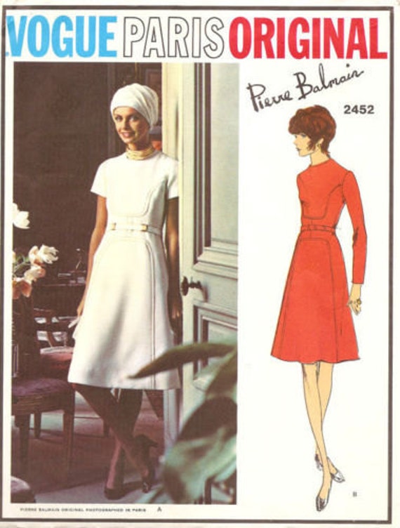 Kits & How To Pattern 2452 Vogue Pierre Balmain Dress Rare Size 12 Cut ...