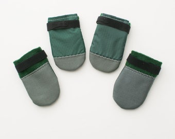 Small Kawaii Dog Bootie Socks Green - Ripstop, Fleece, Cordura.