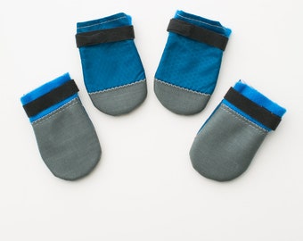 Small Kawaii Dog Bootie Socks Blue - Ripstop, Fleece, Cordura.