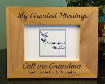 Personalized Engraved Wood Picture Frame: Grandma Gift
