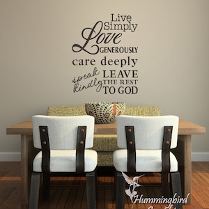 Live Simply ... Vinyl Wall Decal, Vinyl Wall Sticker, Wall Art, Wall Words, Wall Lettering
