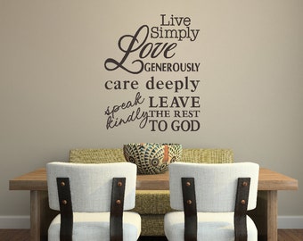 Live Simply ... Vinyl Wall Decal, Vinyl Wall Sticker, Wall Art, Wall Words, Wall Lettering